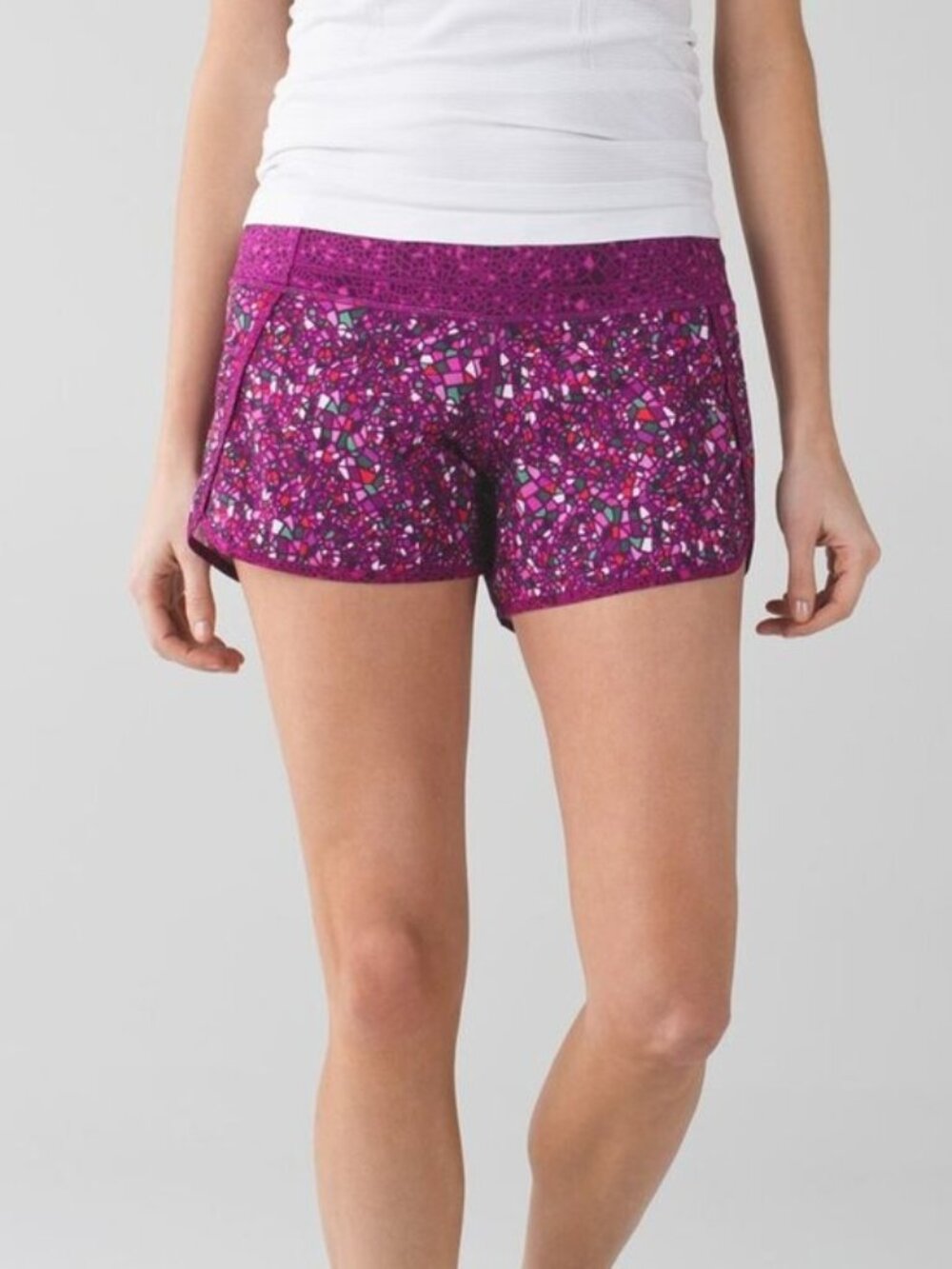 Lululemon Purple Mosaic Print Running Shorts Athletic 6